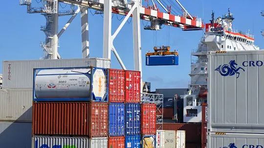 shipping container at a port